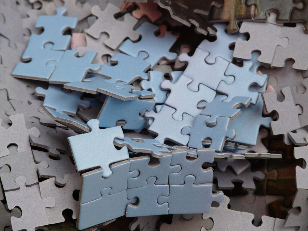 puzzle, unfinished, mixed up